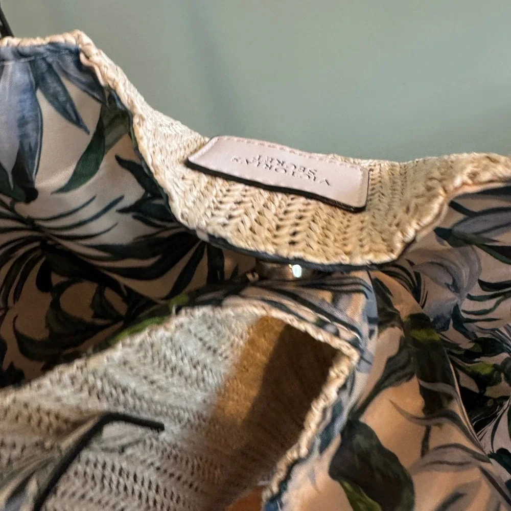 Victoria's Secret Women Limited Edition Beach Travel Tropical Woven Tote Bag Tan
